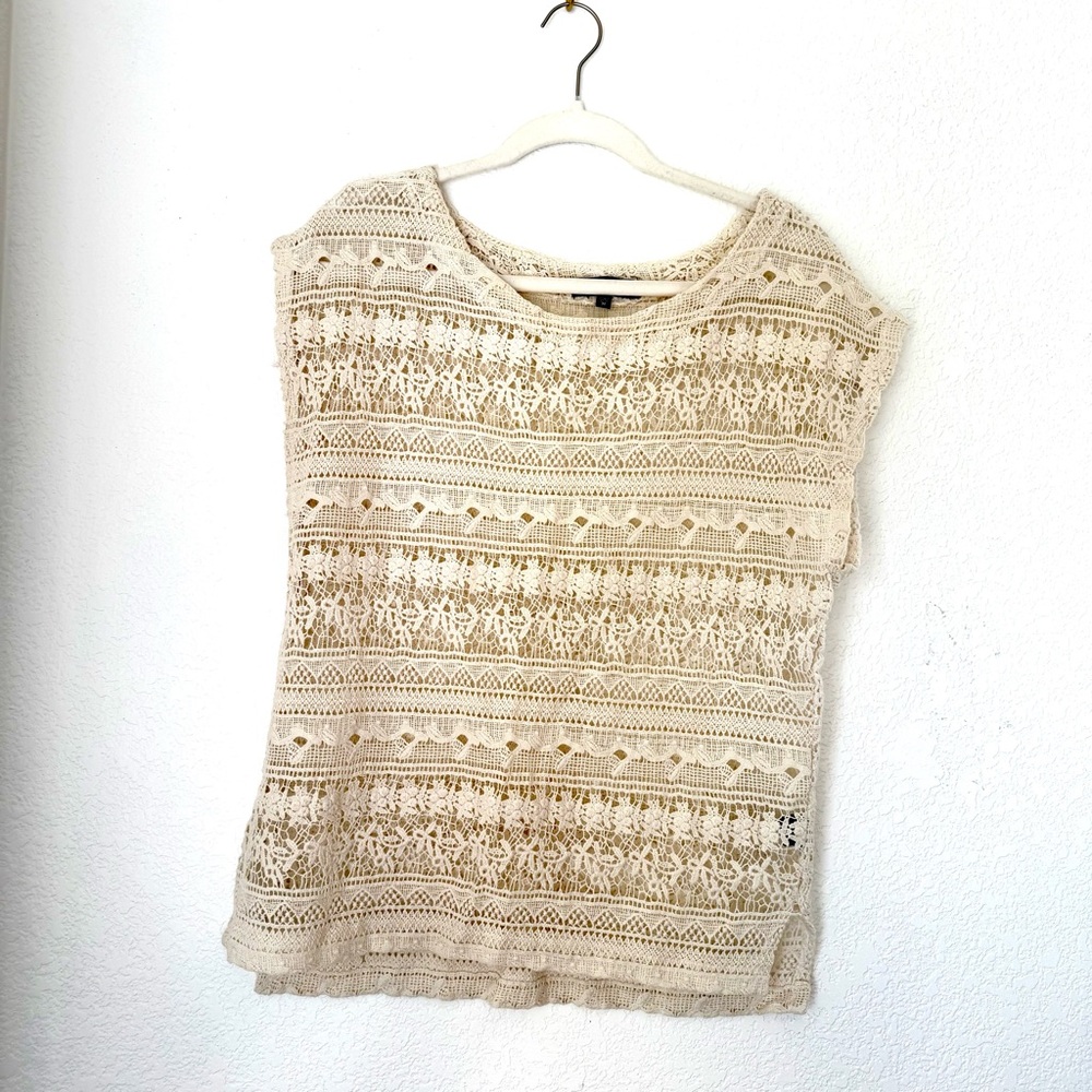 Sanctuary Beige Crochet Blouse
